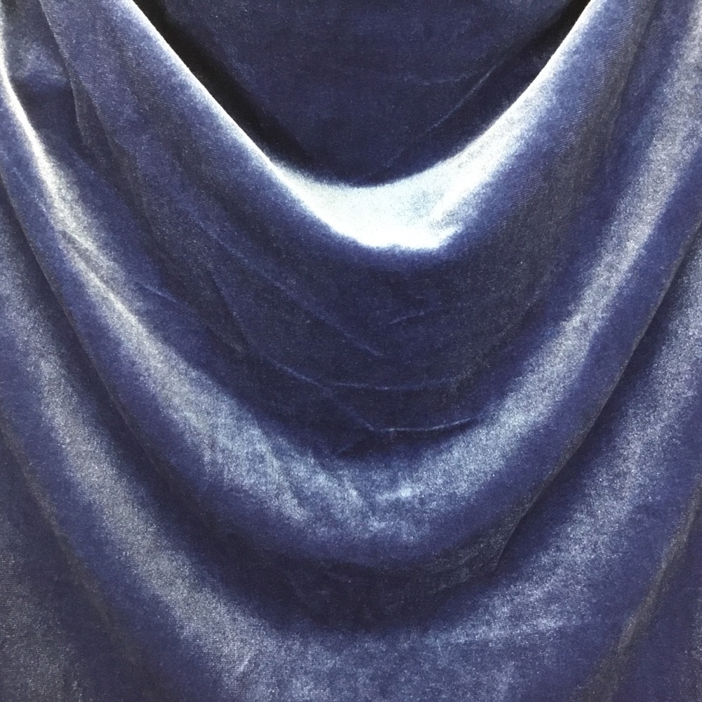 Talbots Velvet Sleeveless Cowl Neck Blouse Top Blue Evening Holiday Party Size M - Picture 4 of 8